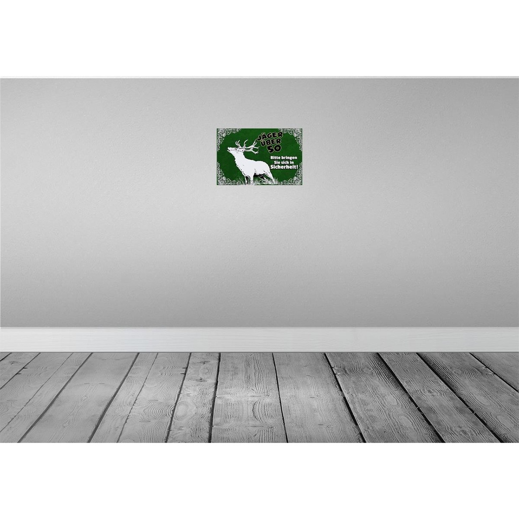 [LA-112248-H] Holzschild 20x30 cm Jäger über 50 bringen Sie sich in Spruch Zitat Bild 2
