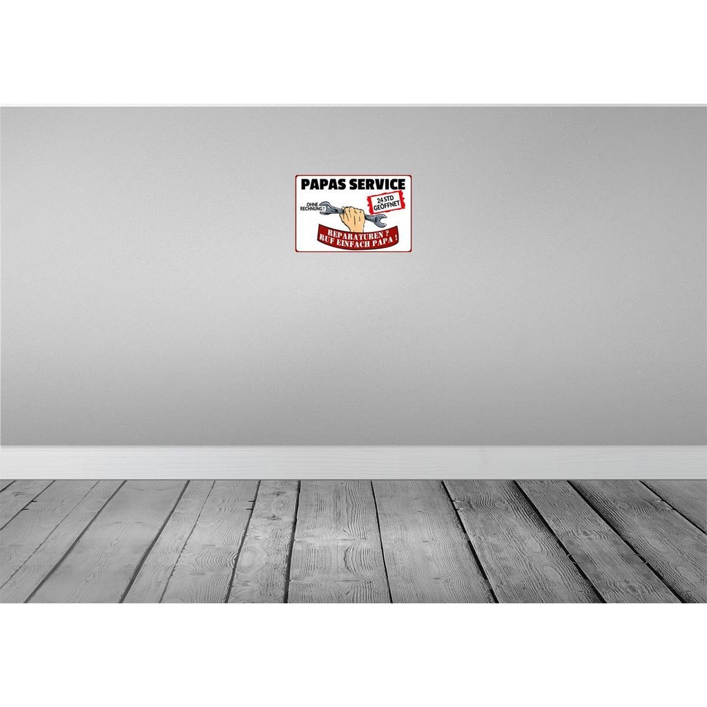 [LA-112260-H] Holzschild 20x30 cm Papas Service ohne Rechnung Auto Garage Werkstatt Bild 2