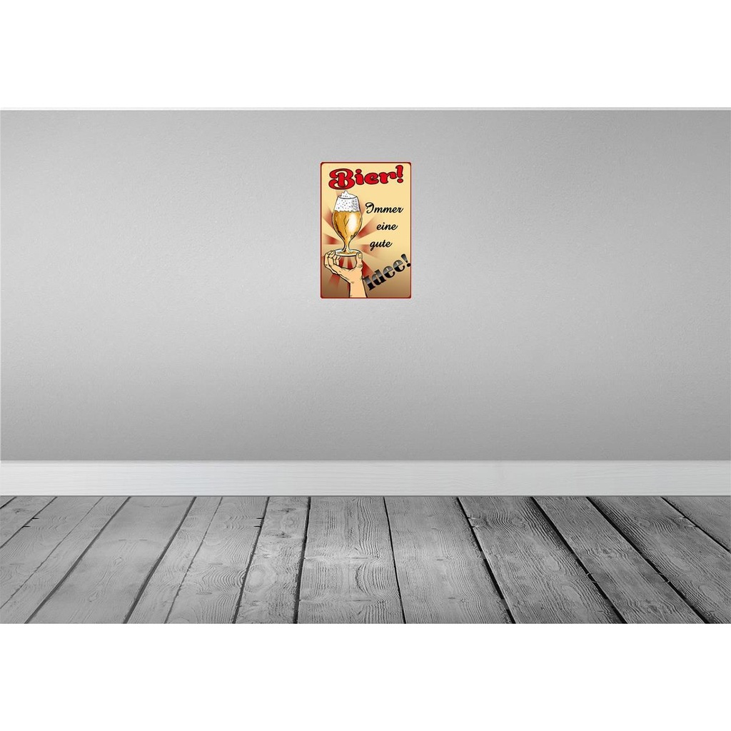 [LA-112275-H] Holzschild 30x20 cm Alkohol Bier immer eine gute Idee Bild 2
