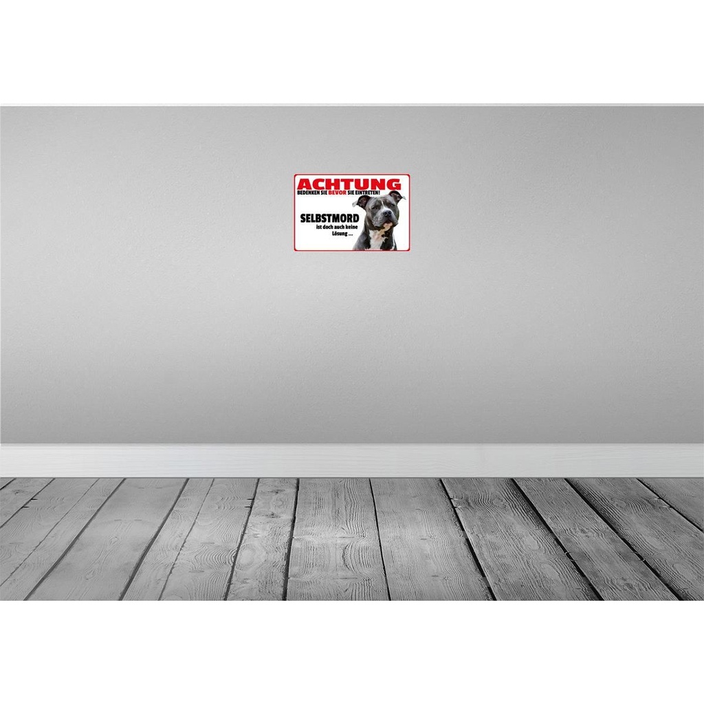 [LA-112279-2030] Blechschild 20x30 cm Achtung bedenken eintreten Hund Witz Humor Lustig Spaß Bild 2