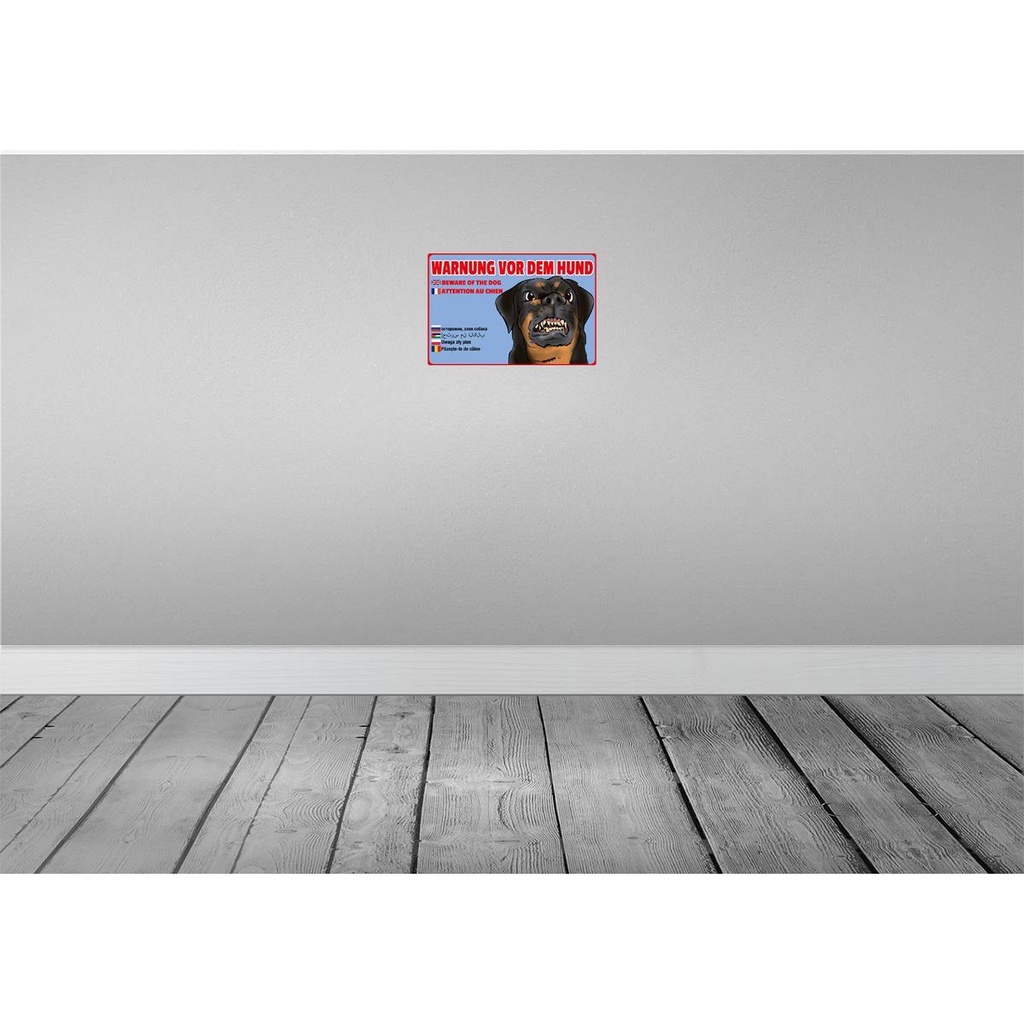 [LA-112284-2030] Blechschild 20x30 cm Warnung vor Hund Multi Sprachen Warnschild Hinweisschild Sicherheit Vorsicht Bild 2