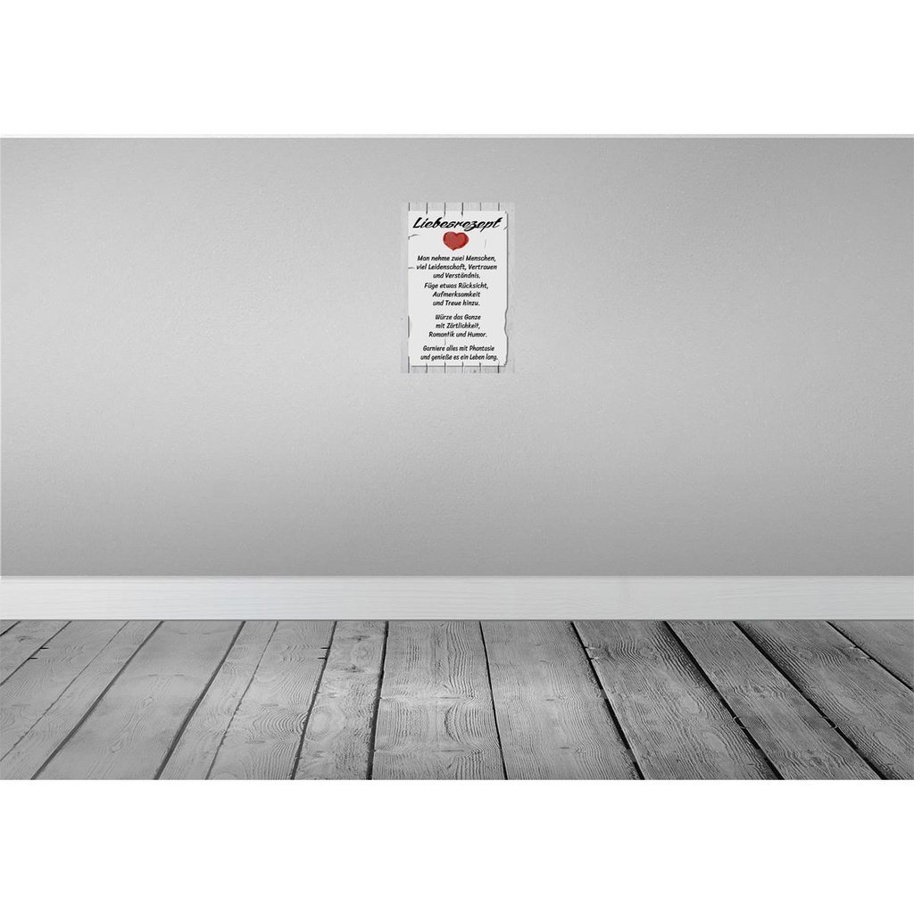 [LA-112312-2030] Blechschild 30x20 cm Liebesrezept nehme 2 Menschen Dekoration Liebe Bild 2