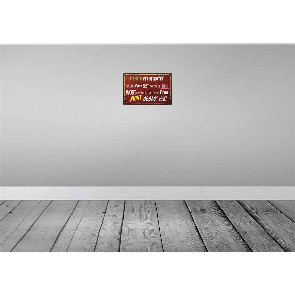 [LA-112321-2030] Blechschild 20x30 cm Achtung Verheiratet ist Mann Warnschild Hinweisschild Sicherheit Vorsicht Bild 2