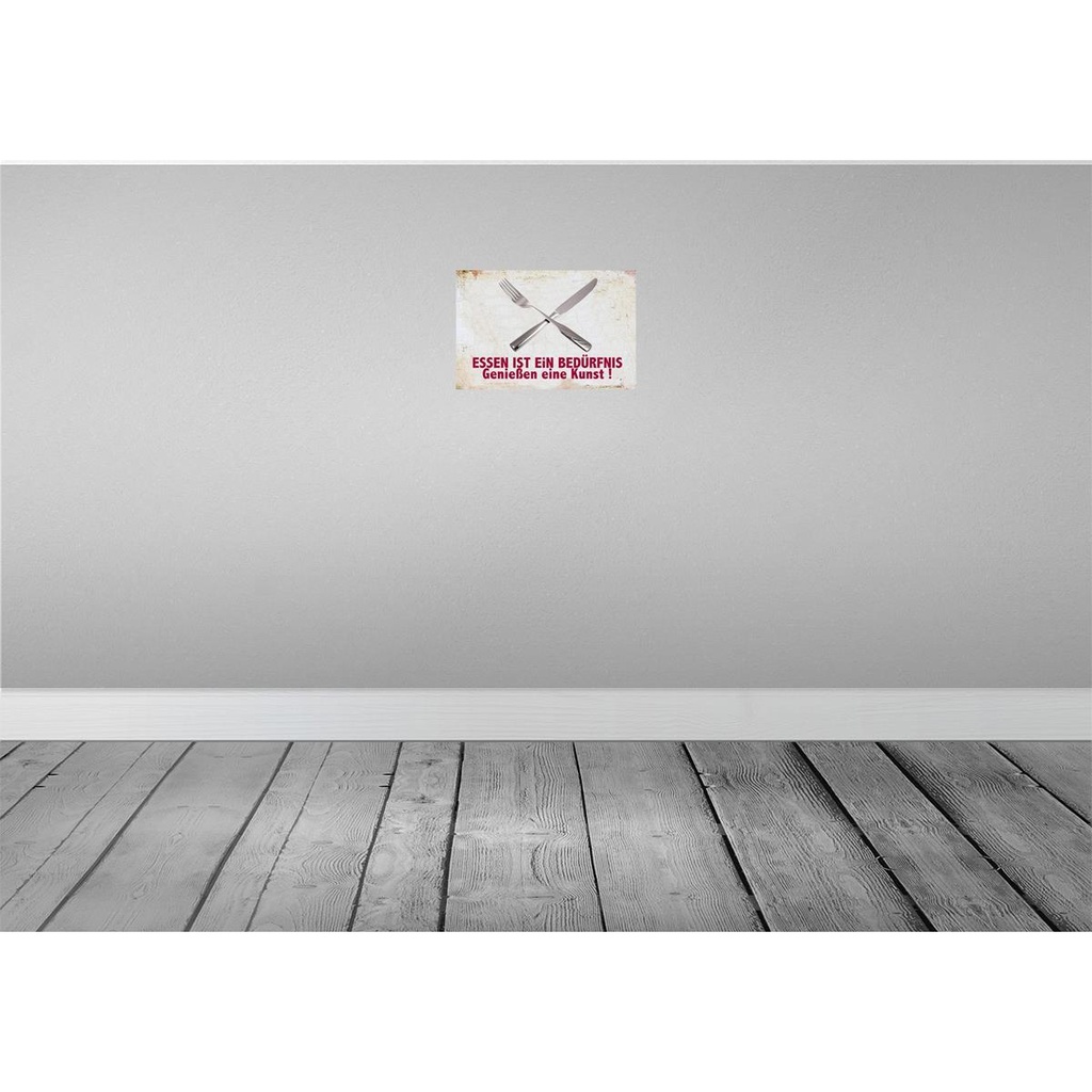[LA-112324-H] Holzschild 20x30 cm Essen ist ein Befürfnis Kunst Trinken Bild 2