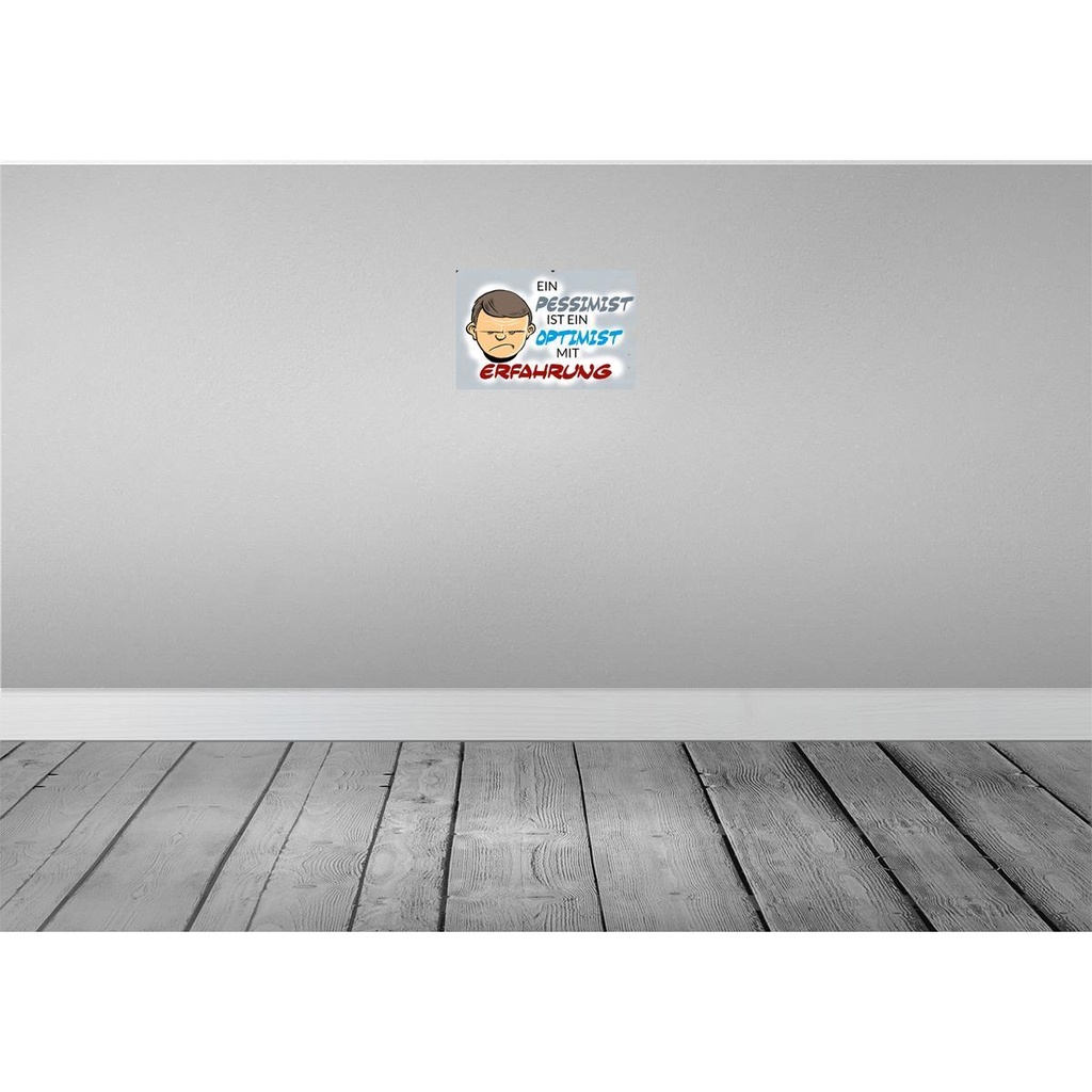 [LA-112338-H] Holzschild 20x30 cm Pessimist Optimist mit Erfahrung Spruch Zitat Bild 2