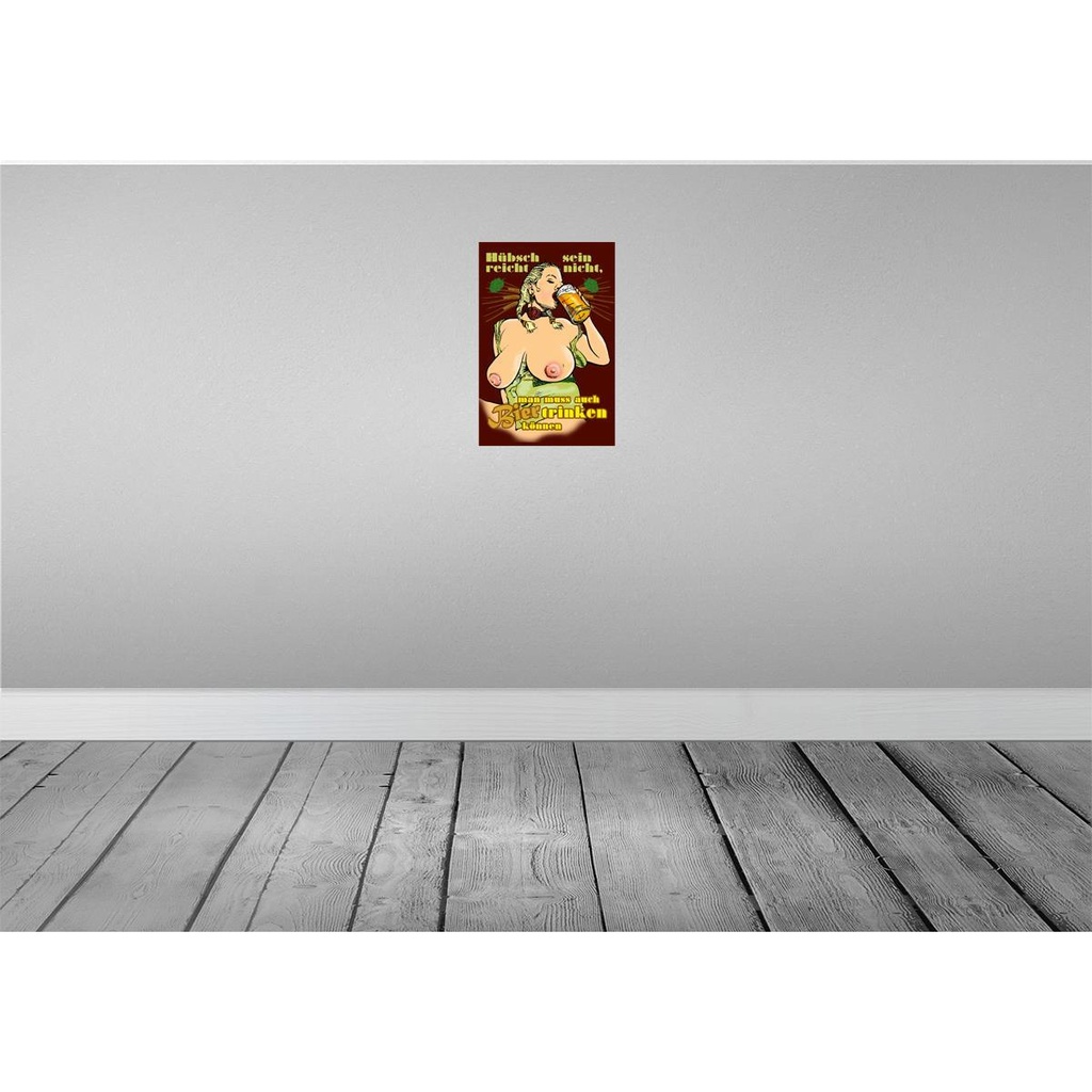 [LA-112366-2030] Blechschild 30x20 cm Pinup Hübsch reicht nicht Bier trinken Pin Up Spruch Zitat Bild 2
