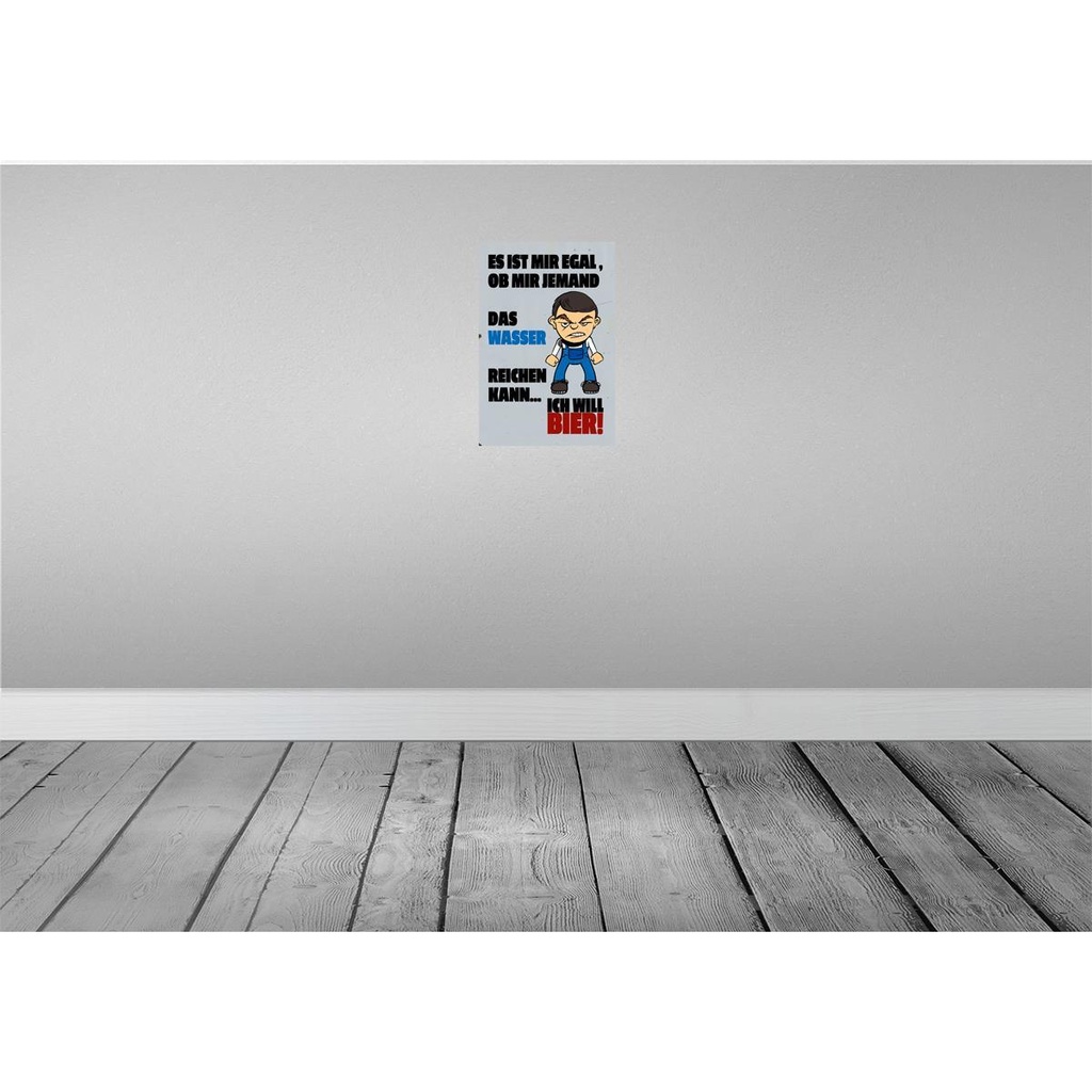[LA-112396-2030] Blechschild 30x20 cm Akohol es mir egal Wasser ich will Bier Spruch Zitat Bild 2