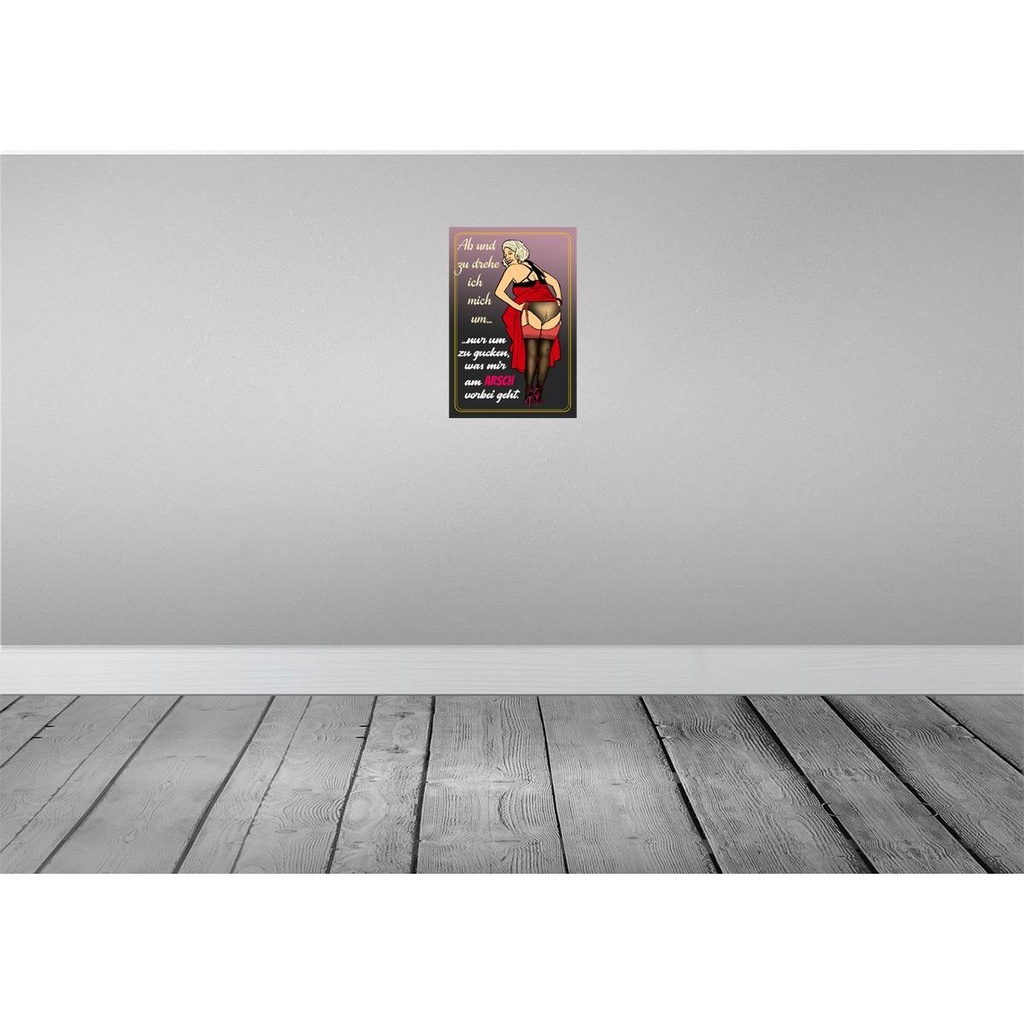 [LA-112403-H] Holzschild 30x20 cm Pinup m Pin Up ab und zu drehe ich mich um Arsch Bild 2