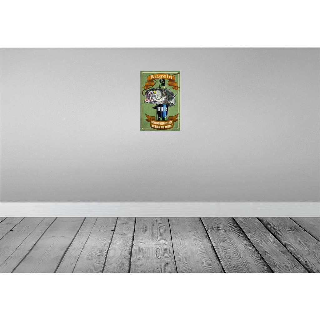 [LA-112424-H] Holzschild 30x20 cm Angeln Bier der einzige Sport Dekoration Bild 2
