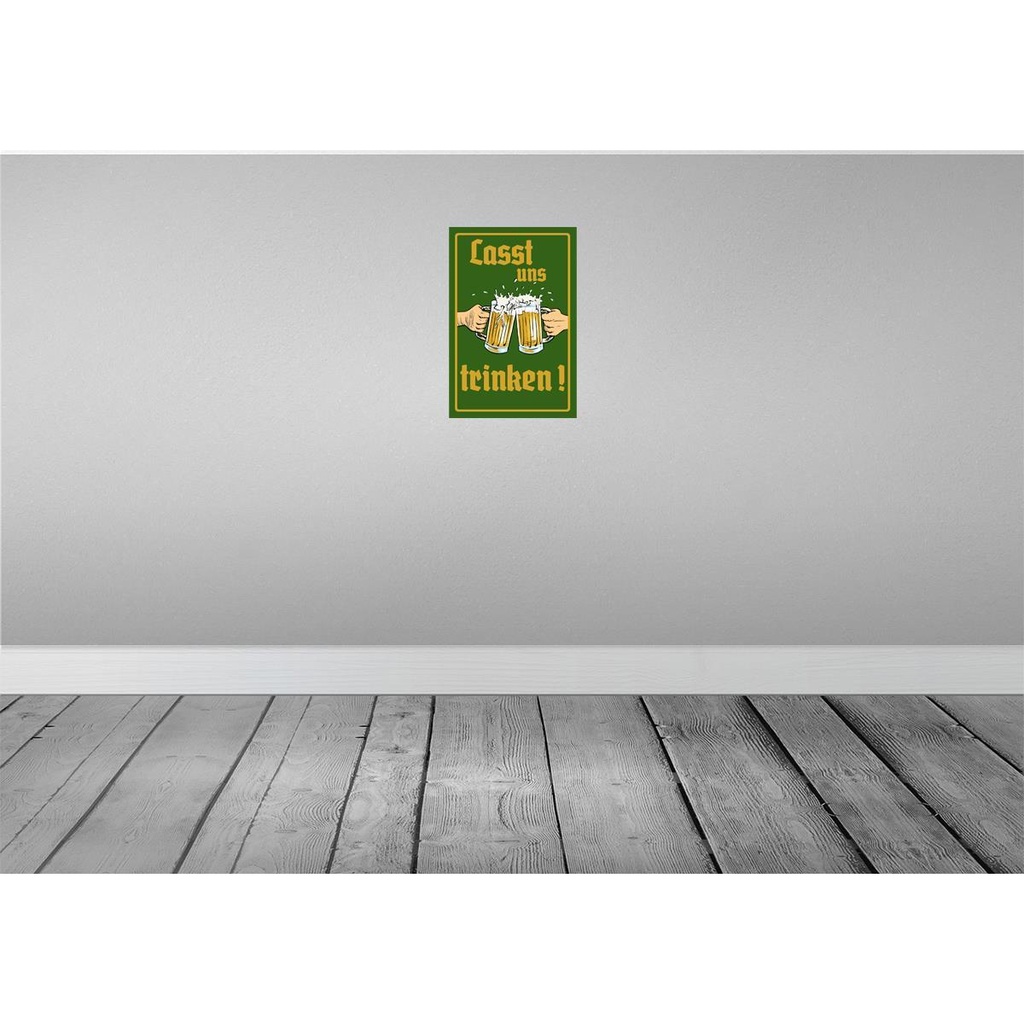 [LA-112429-H] Holzschild 30x20 cm Alkohol Bier lasst uns trinken Gläser Bild 2