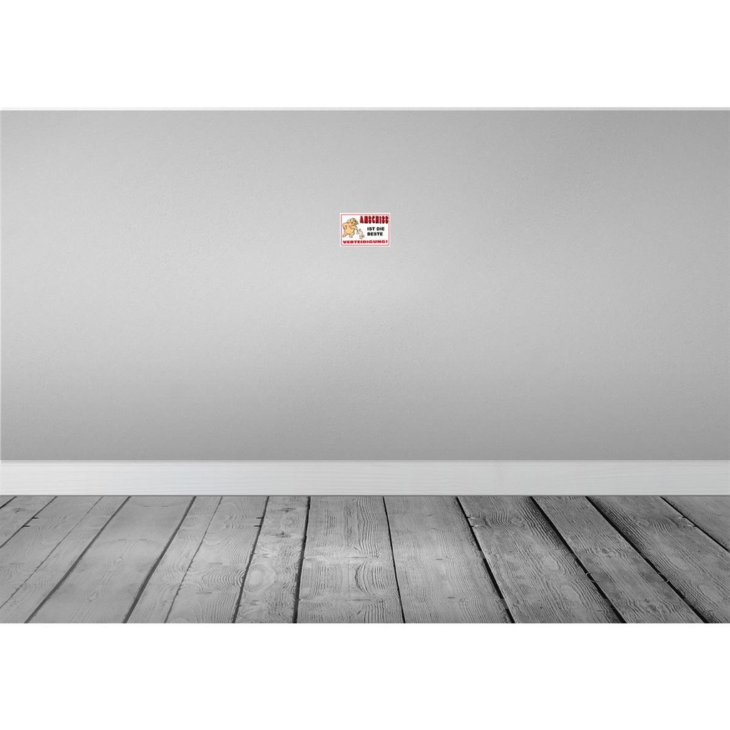 [LA-112447-1812-H] Holzschild 12x18 cm Anschiss ist beste Verteidigung Bild 2
