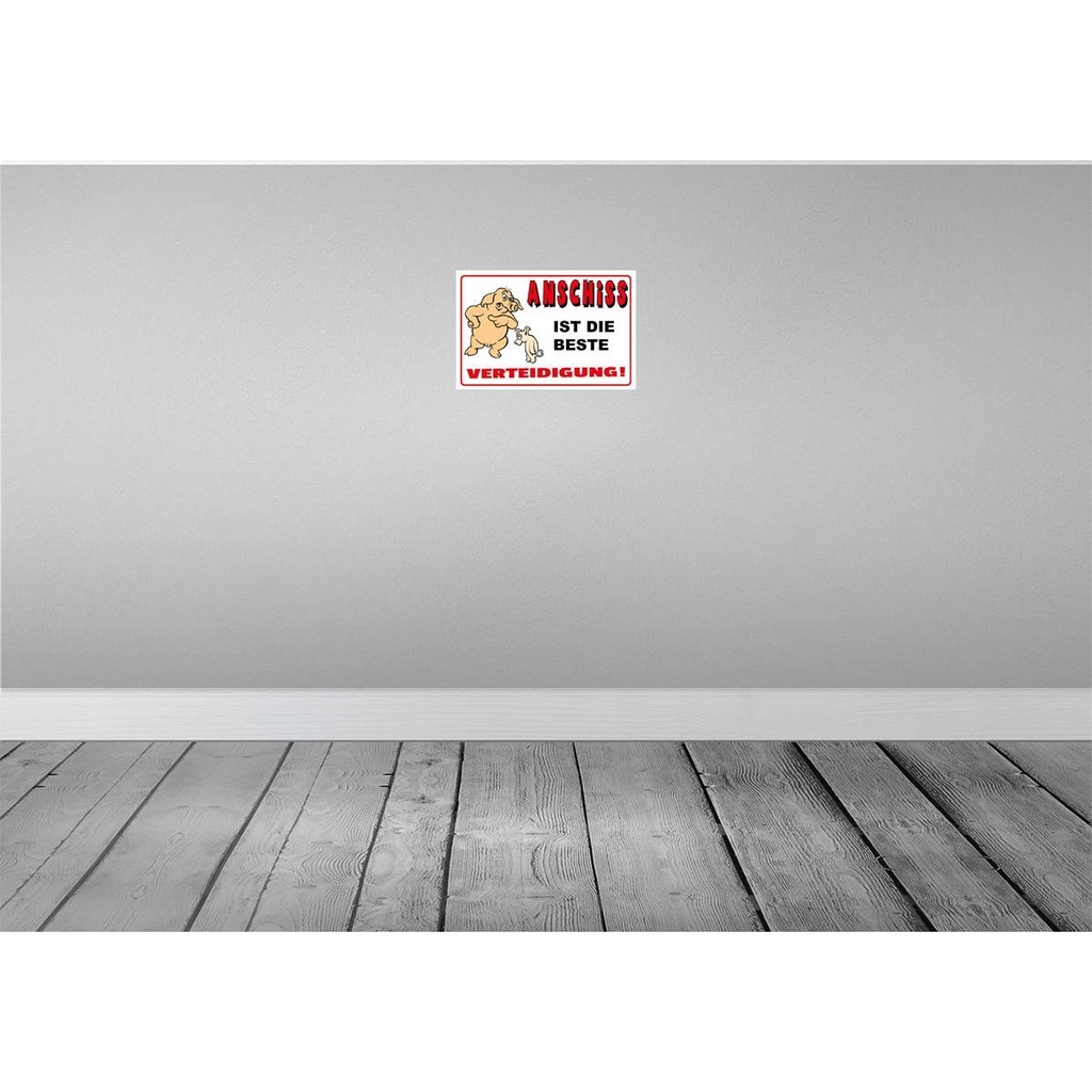[LA-112447-H] Holzschild 20x30 cm Anschiss ist beste Verteidigung Bild 2