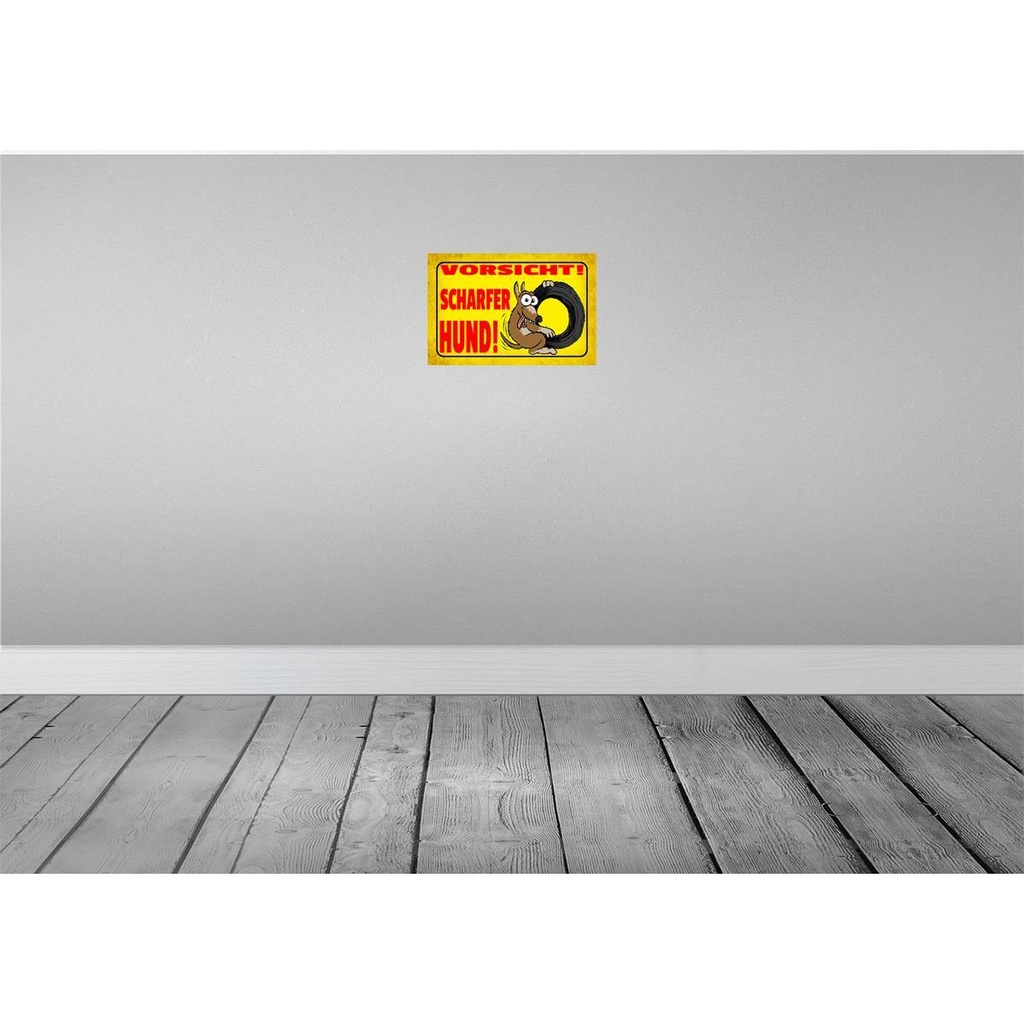 [LA-112460-2030] Blechschild 20x30 cm Vorsicht scharfer Hund Warnschild Hinweisschild Sicherheit Bild 2