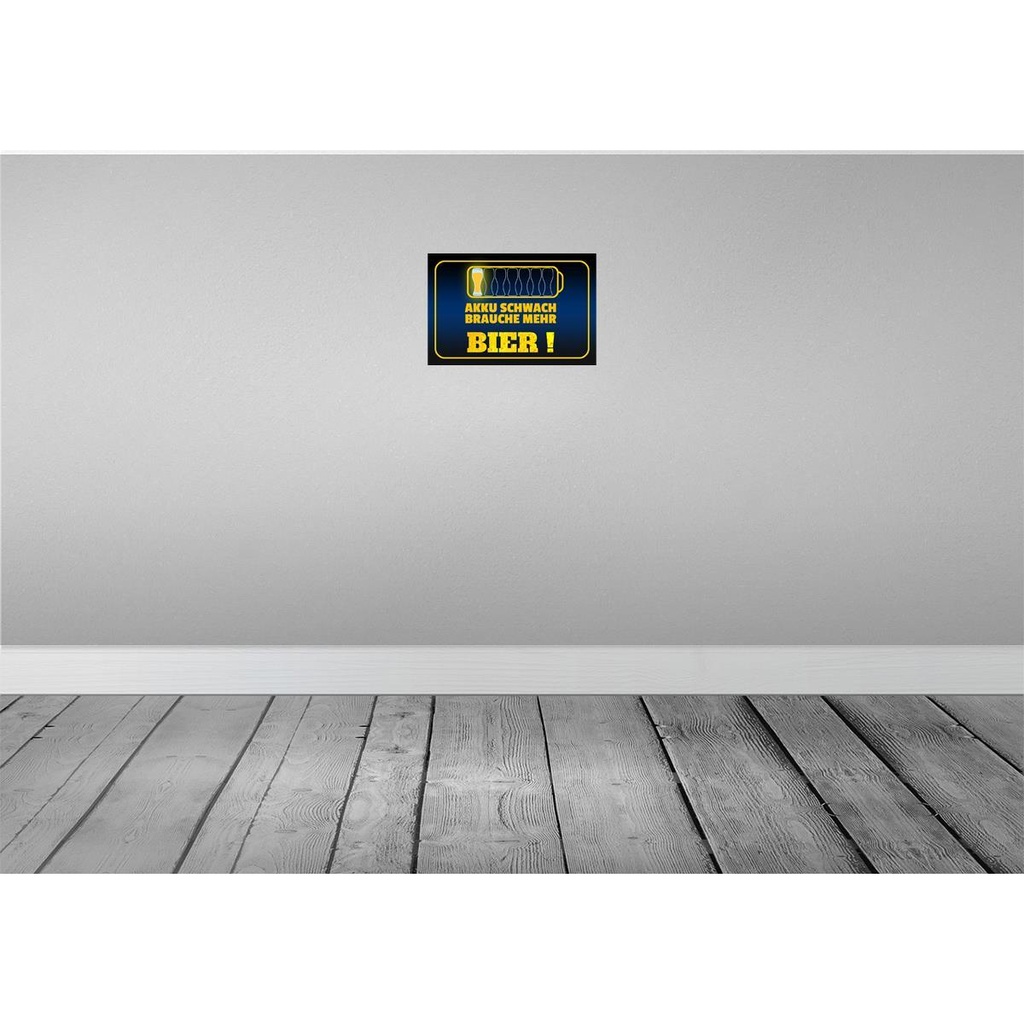 [LA-112473-2030] Blechschild 20x30 cm Akku schwach brauche mehr Bier Spruch Zitat Bild 2