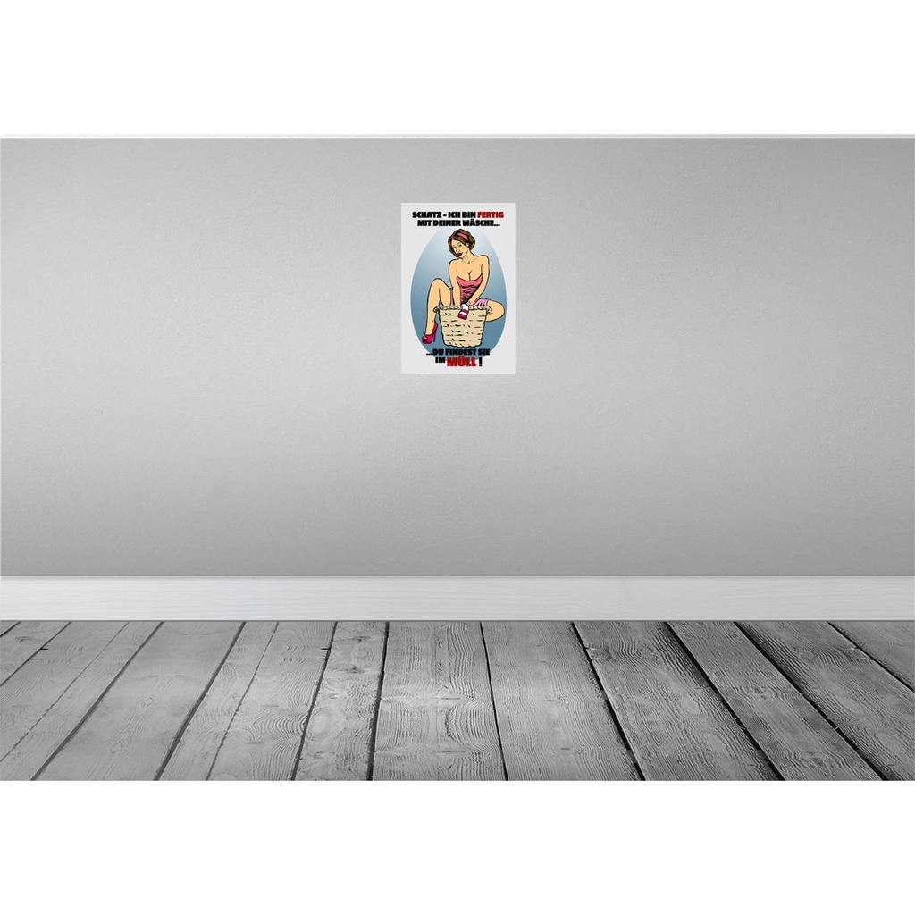 [LA-112489-H] Holzschild 30x20 cm Pinup Schatz bin fertig mit Wäsche Pin Up Bild 2