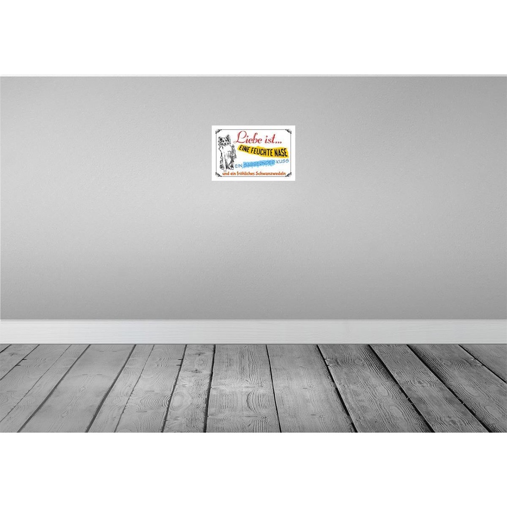 [LA-112498-2030] Blechschild 20x30 cm Liebe ist eine feuchte Nase Kuss Spruch Zitat Bild 2