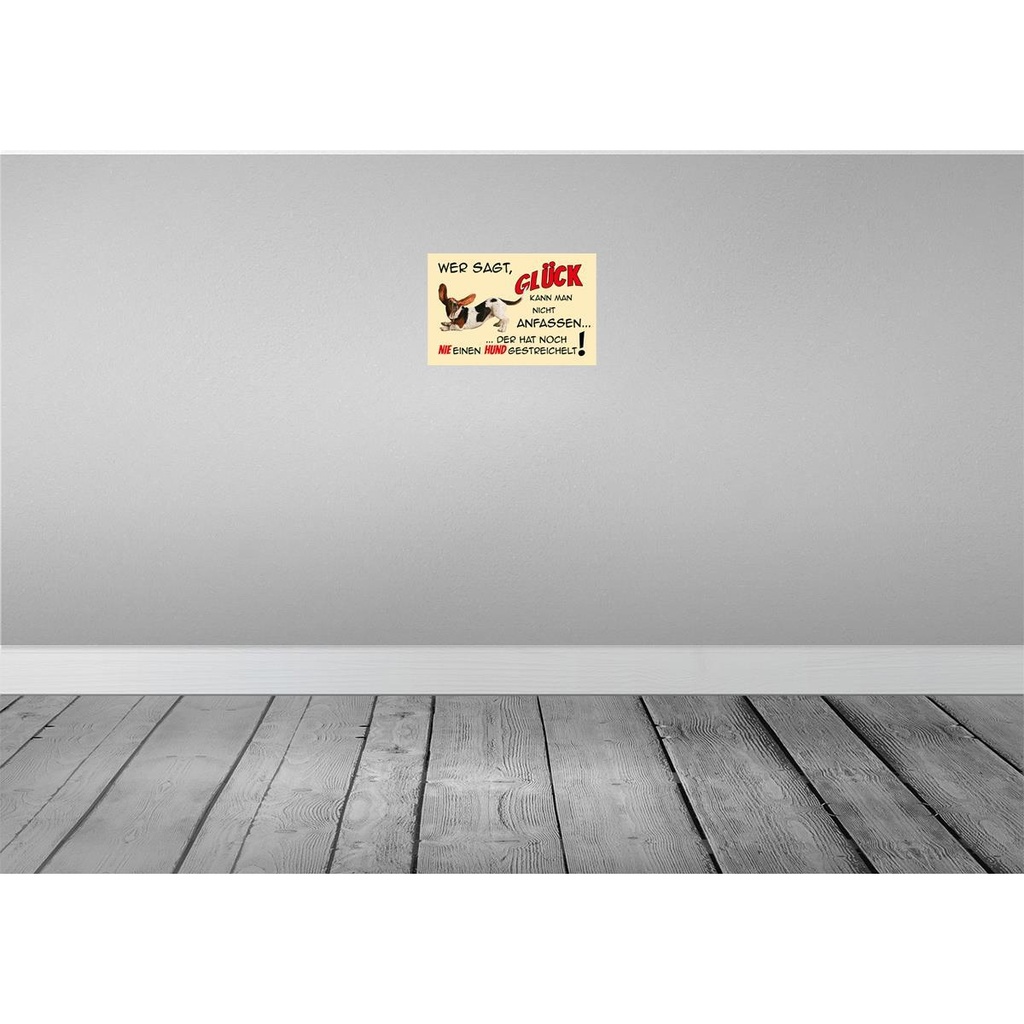 [LA-112503-H] Holzschild 20x30 cm Hund wer sagt Glück kann nicht Tier Haustier Bild 2