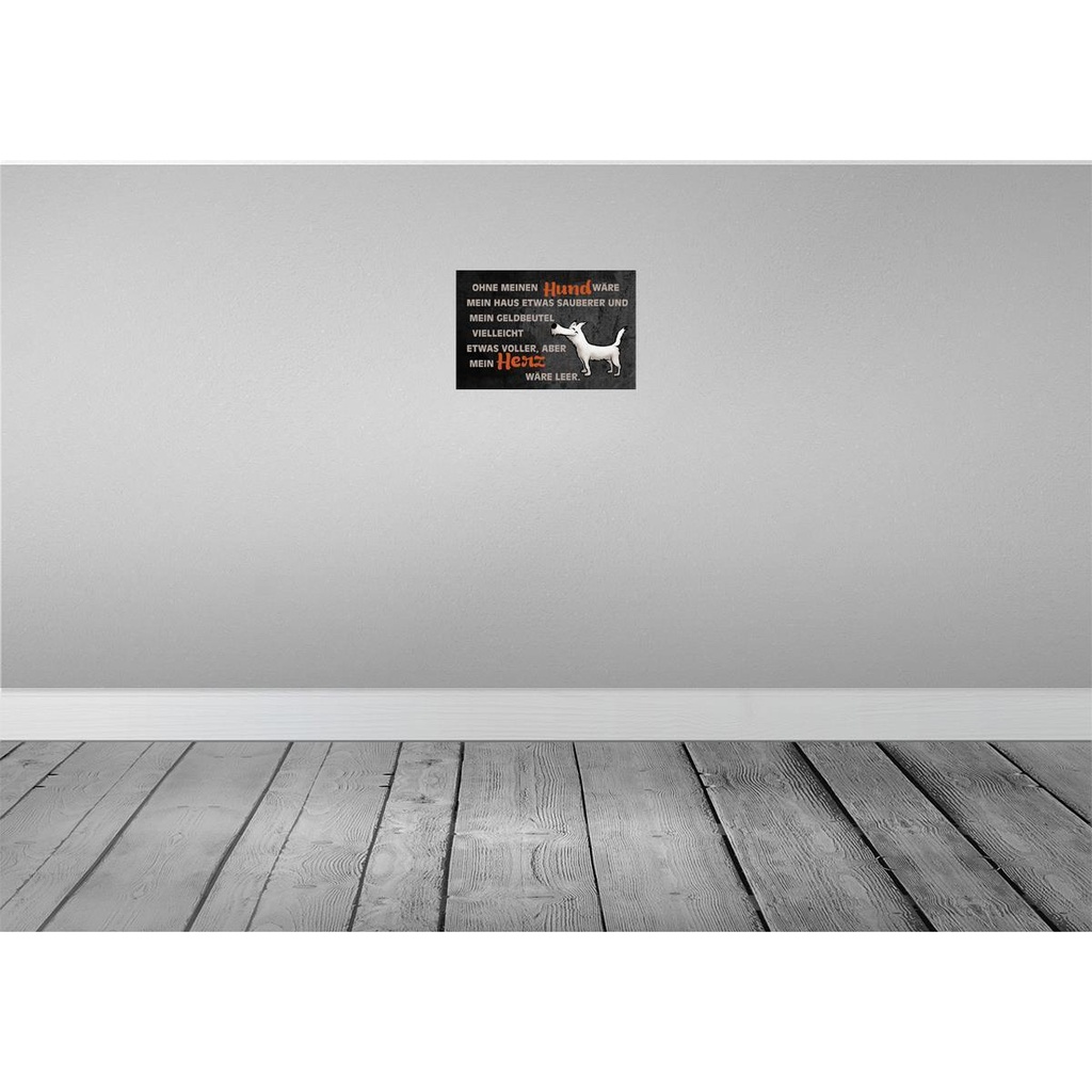 [LA-112506-2030] Blechschild 20x30 cm ohne meinen Hund wäre mein Herz Spruch Zitat Bild 2