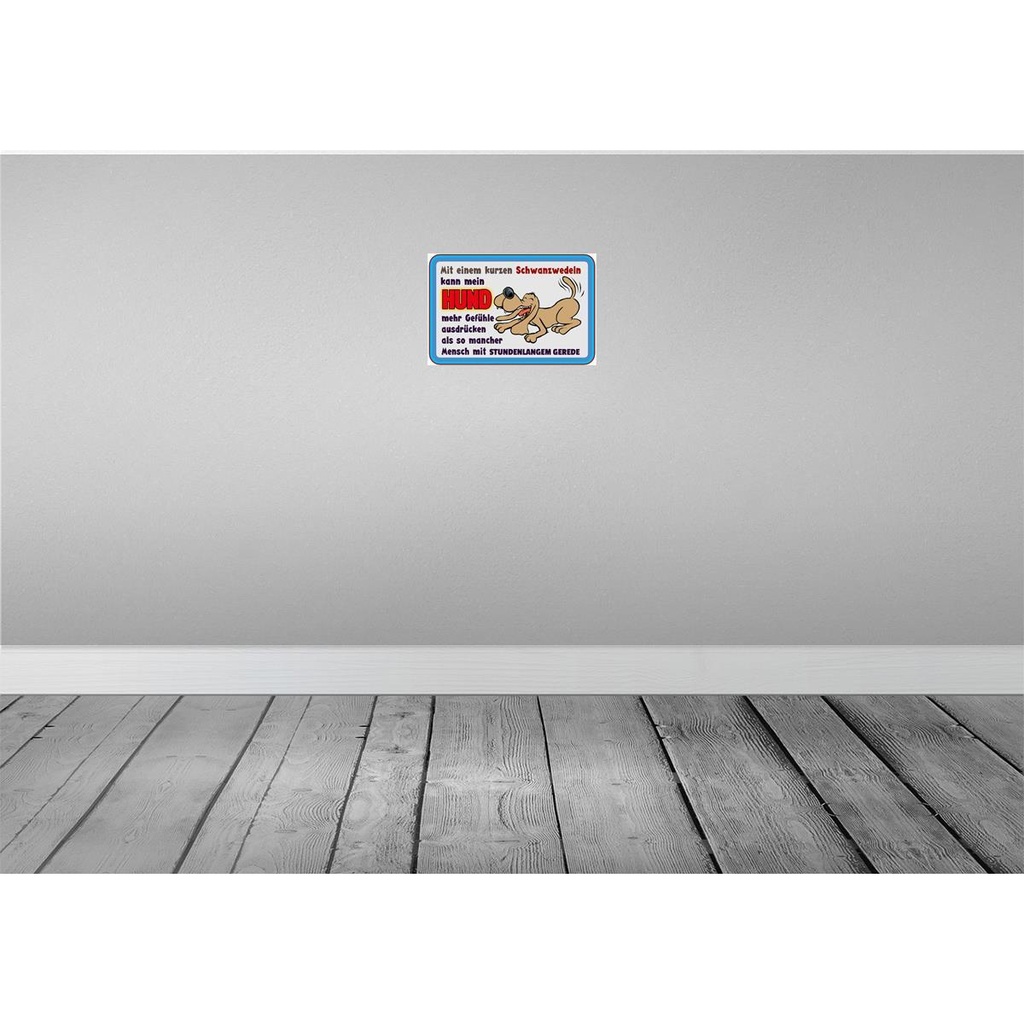 [LA-112514-H] Holzschild 20x30 cm mit kurzem Schwanzwedeln Hund Tier Haustier Bild 2