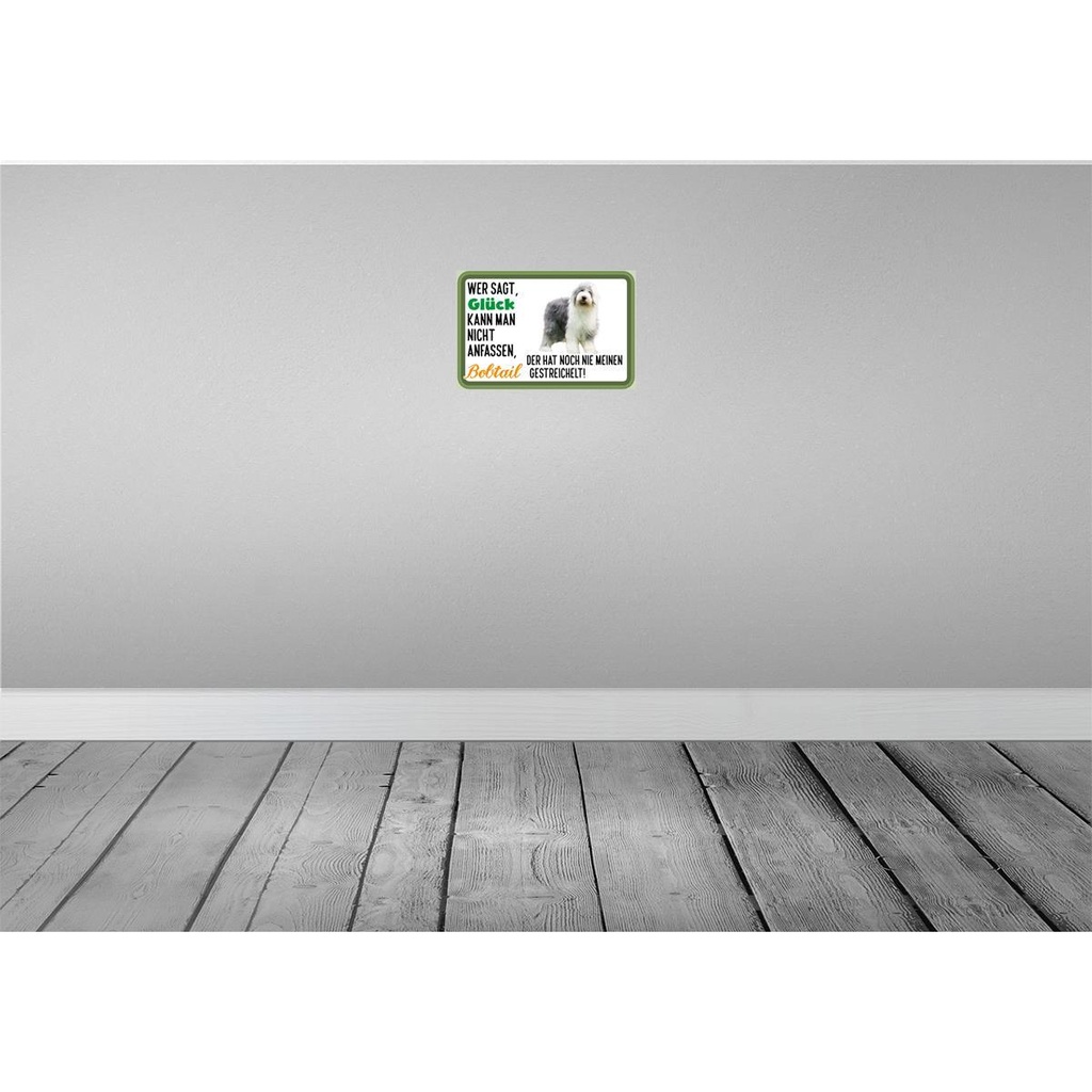 [LA-112523-H] Holzschild 20x30 cm Glück nicht anfassen Bobtail Tier Haustier Bild 2