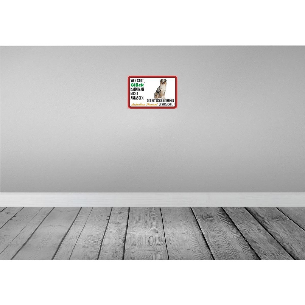 [LA-112526-H] Holzschild 20x30 cm Glück Australian Shepard Hund Dekoration Bild 2