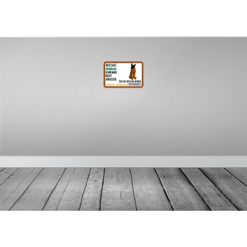 [LA-112527-H] Holzschild 20x30 cm Glück Deutscher Schäferhund Hund Spruch Zitat Bild 2