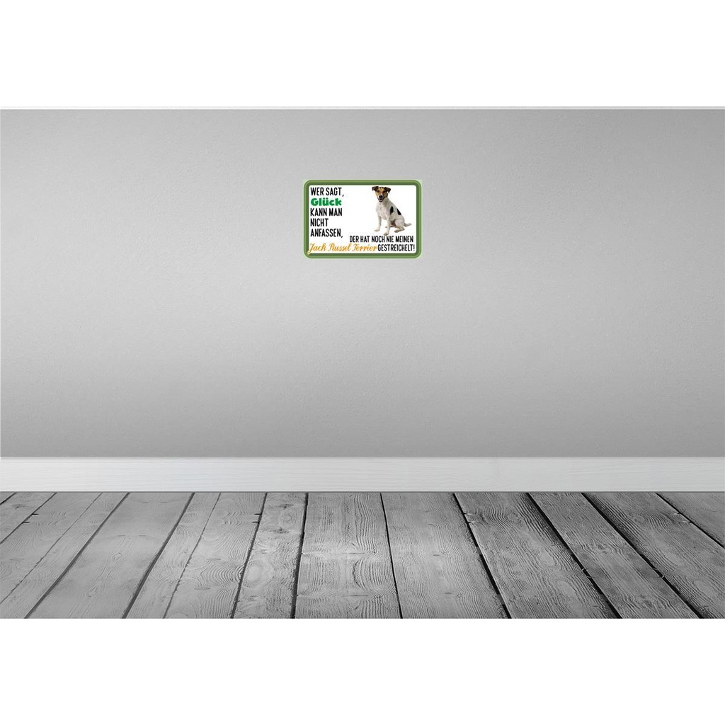 [LA-112529-H] Holzschild 20x30 cm Glück Jack Russel Terrier Hund Tier Haustier Bild 2