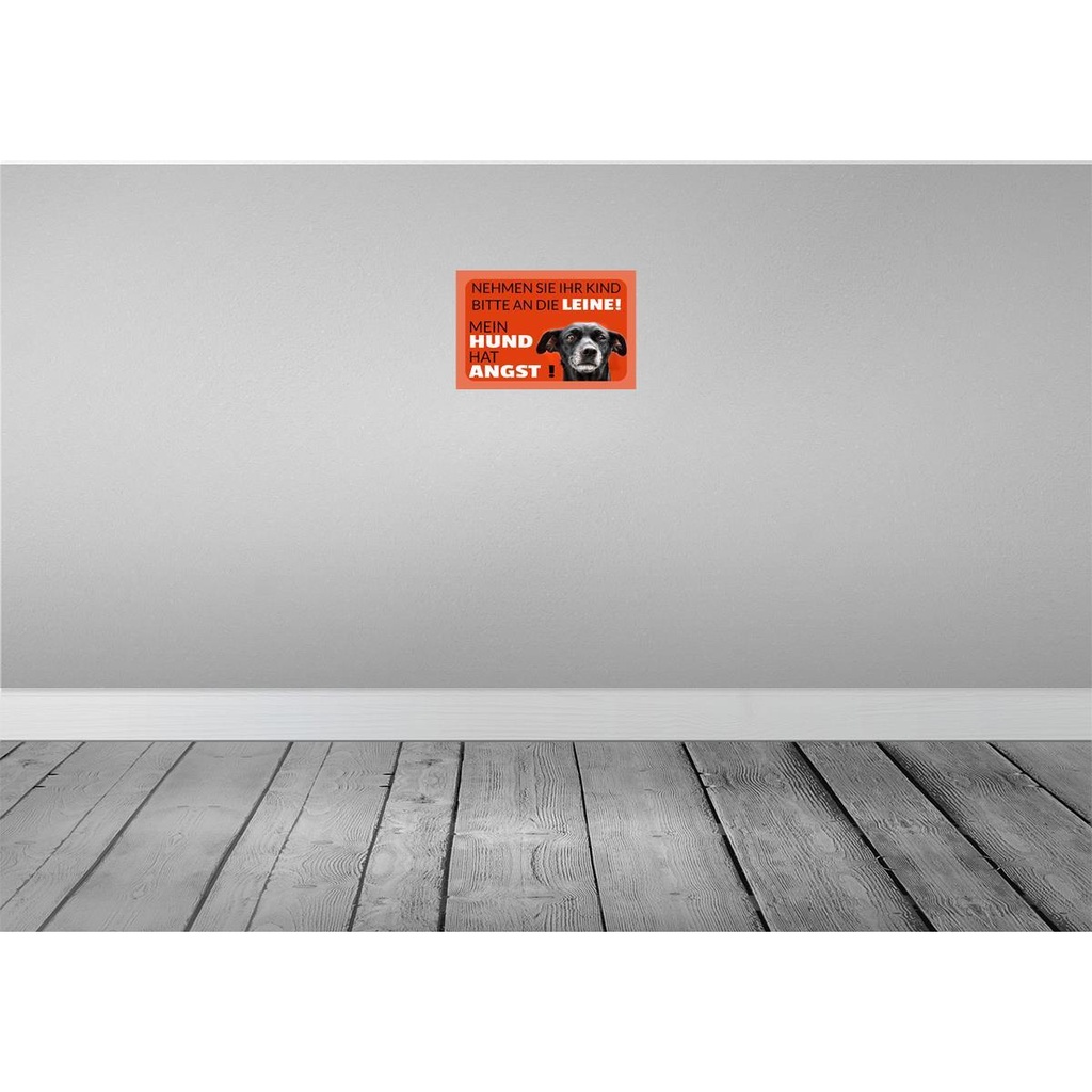 [LA-112536-2030] Blechschild 20x30 cm Kind an Spaß Kids Kinder Teens Spruch Zitat die Leine Hund hat Angst Witz Humor Lustig Bild 2