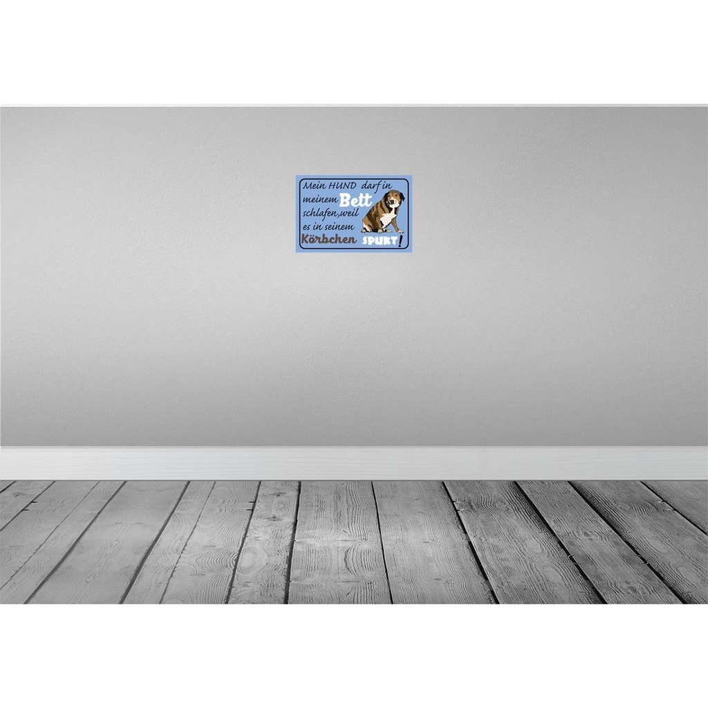 [LA-112544-H] Holzschild 20x30 cm mein Hund darf im Bett schlafen Tier Haustier Bild 2