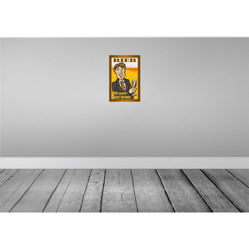 [LA-112548-H] Holzschild 30x20 cm Alkohol Bier hilft gegen akute Realität Bild 2