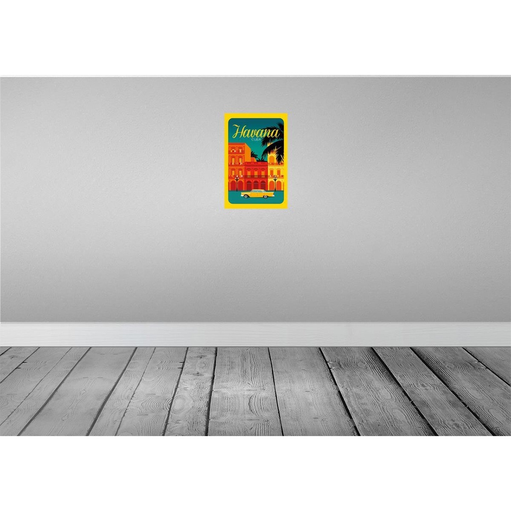 [LA-112560-2030] Blechschild 30x20 cm Havana Cuba Zeichnung gelbes Auto Abenteuer Reisen Urlaub Bild 2