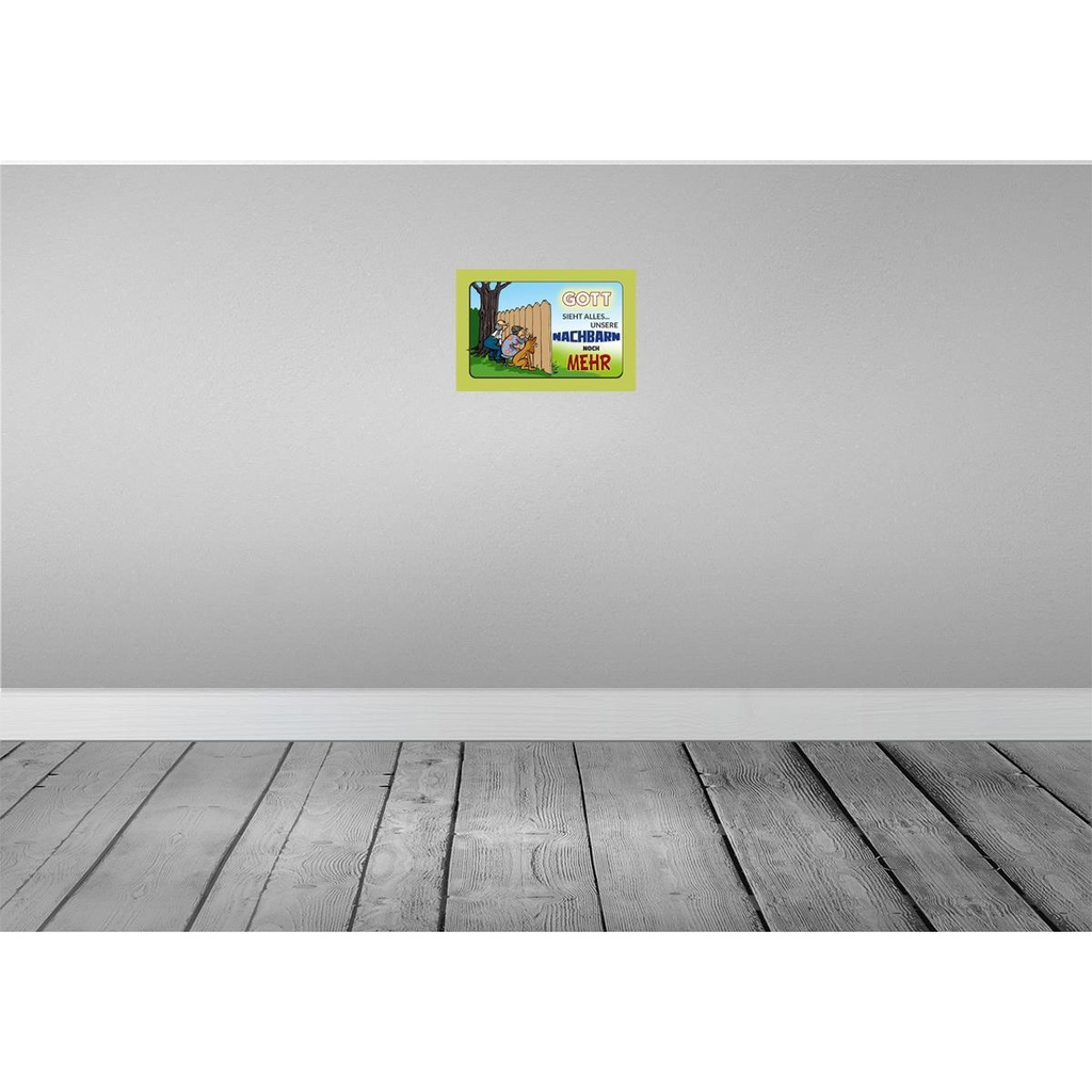 [LA-112579-2030] Blechschild 20x30 cm Gott sieht alles Nachbarn mehr Dekoration Spruch Zitat Bild 2