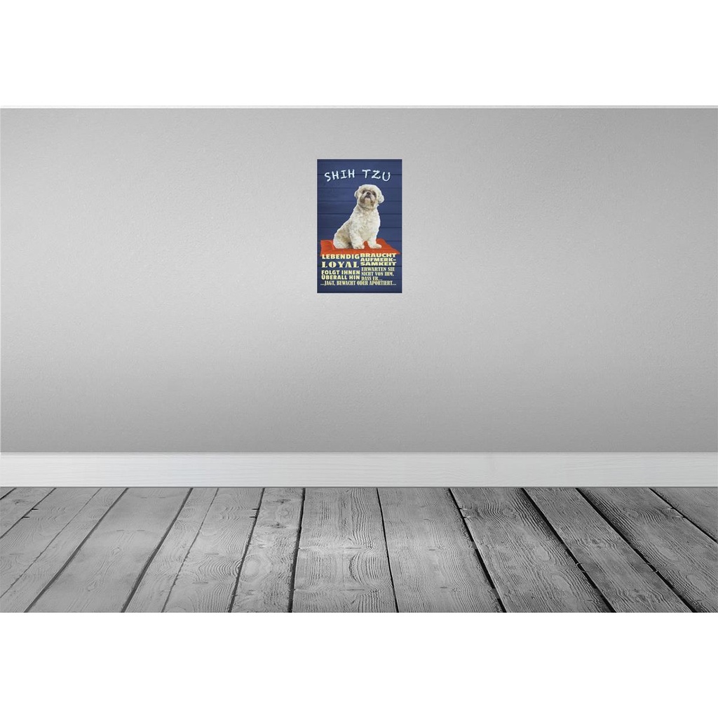 [LA-112596-H] Holzschild 30x20 cm Shih Tzu Hund lebendig loyal Tier Haustier Bild 2