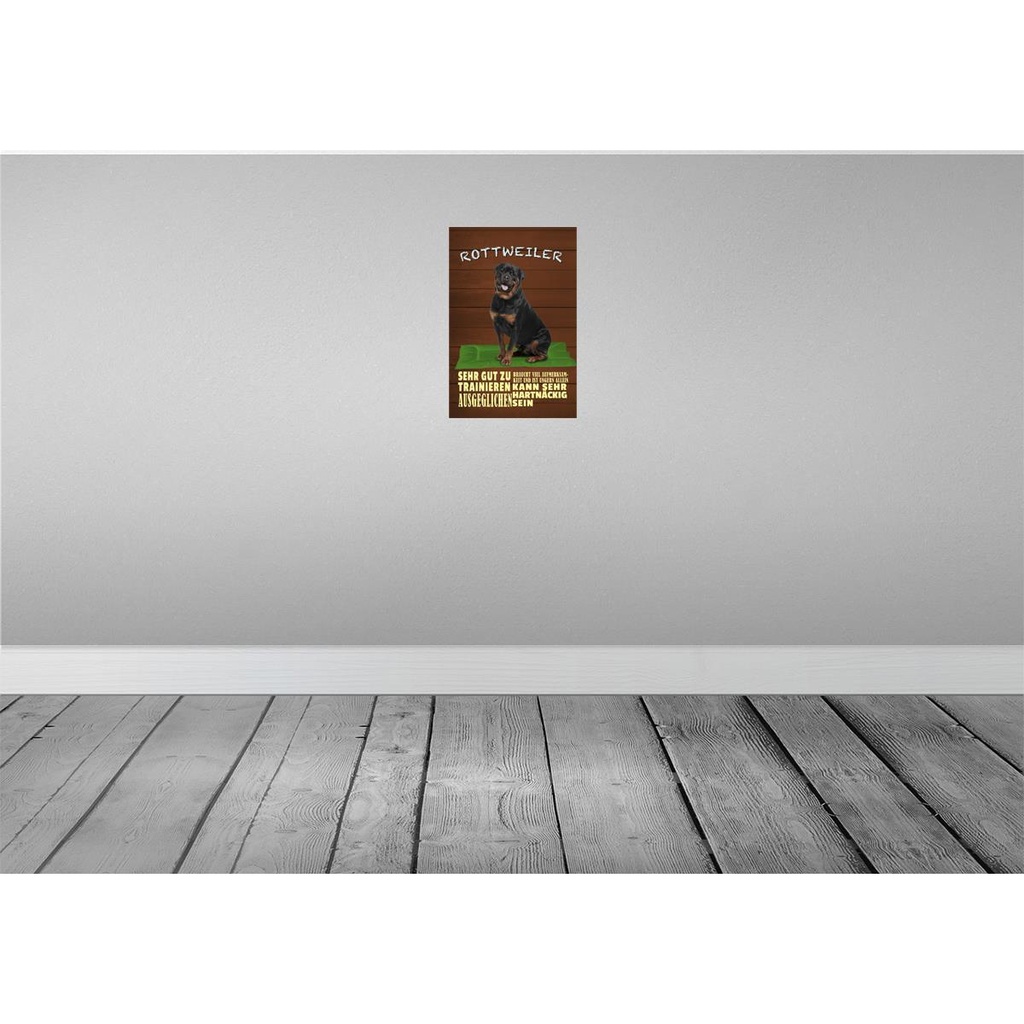 [LA-112598-H] Holzschild 30x20 cm Rottweiler Hund ungern allein Tier Haustier Bild 2
