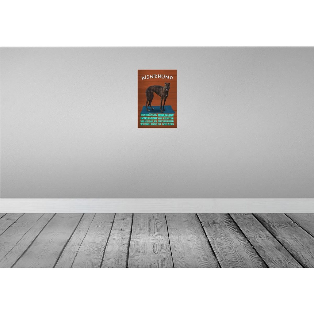 [LA-112603-H] Holzschild 30x20 cm Windhund Hund intelligent sanft Spruch Zitat Bild 2