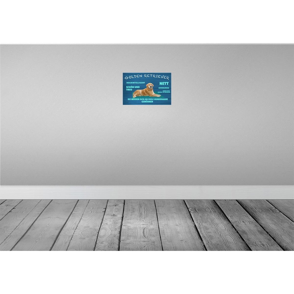 [LA-112604-2030] Blechschild 20x30 cm Golden Retriever Hund nett treu Tier Haustier Bild 2