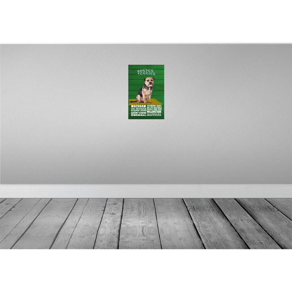 [LA-112620-2030] Blechschild 30x20 cm Border Terrier Hund wachsam Tier Haustier Bild 2