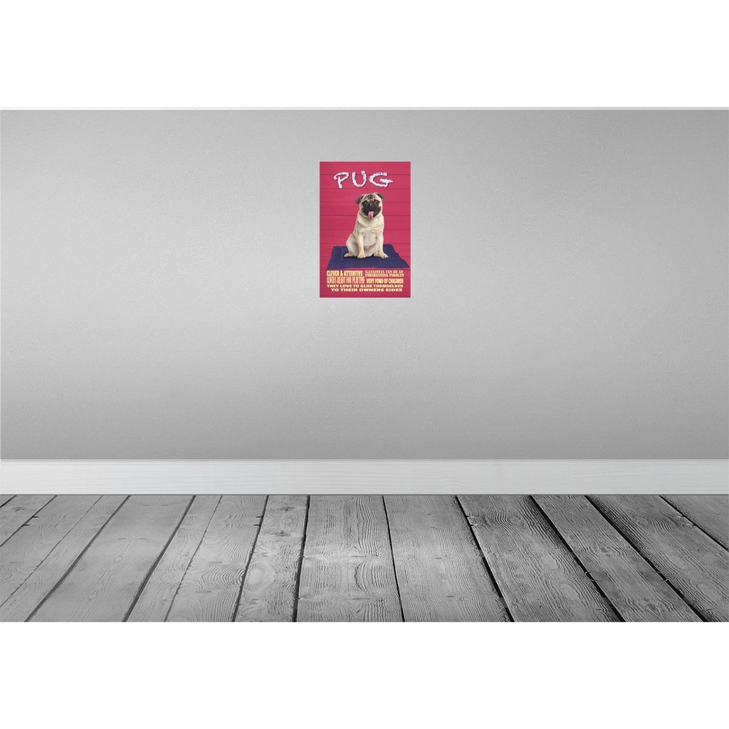 [LA-112628-2030] Blechschild 30x20 cm Pug Hund clever attentive Tier Haustier Bild 2