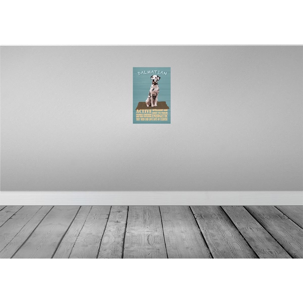 [LA-112637-H] Holzschild 30x20 cm Dalmatian Hund active and easy Tier Haustier Bild 2