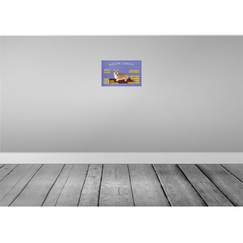 [LA-112639-H] Holzschild 20x30 cm Welsh Corgi Hund bold playful Tier Haustier Bild 2