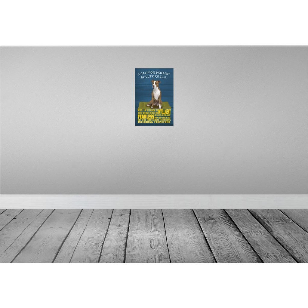 [LA-112660-H] Holzschild 30x20 cm Staffordshire Bullterrier Hund Tier Haustier Bild 2