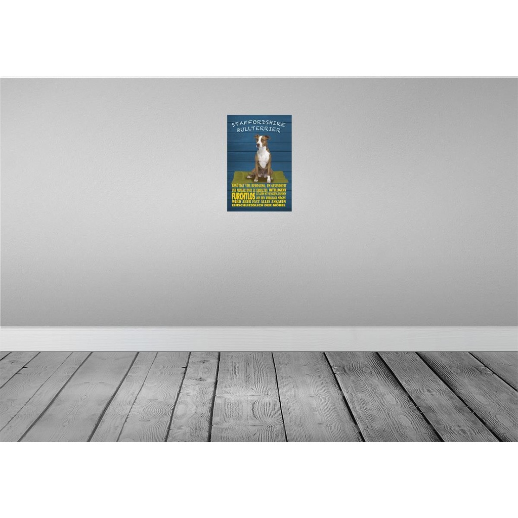 [LA-112661-2030] Blechschild 30x20 cm Staffordshire Bullterrier Hund Tier Haustier Bild 2