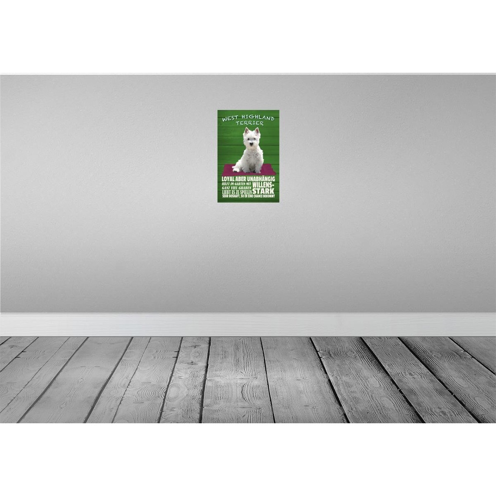[LA-112665-2030] Blechschild 30x20 cm West Highland Terrier Hund stark Tier Haustier Bild 2