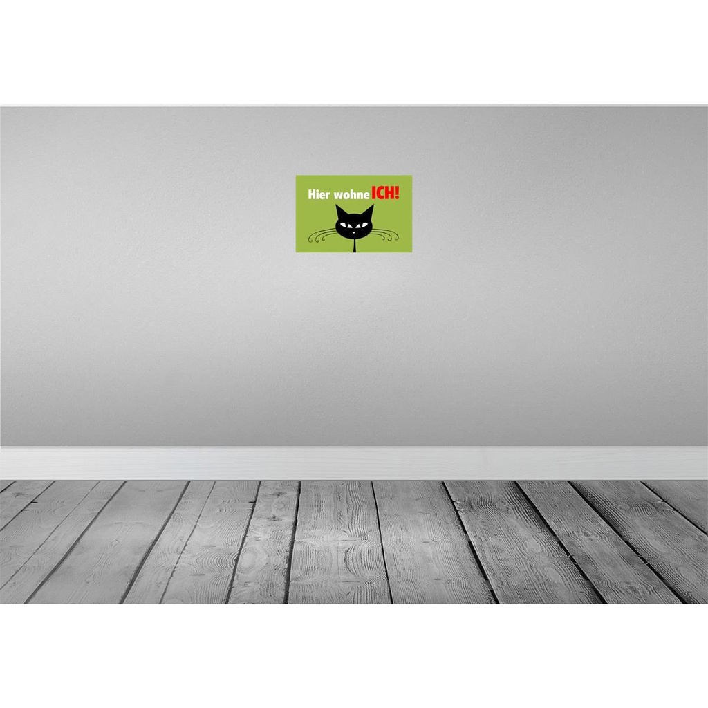 [LA-112674-H] Holzschild 20x30 cm Katze hier wohne ich Tier Haustier Bild 2