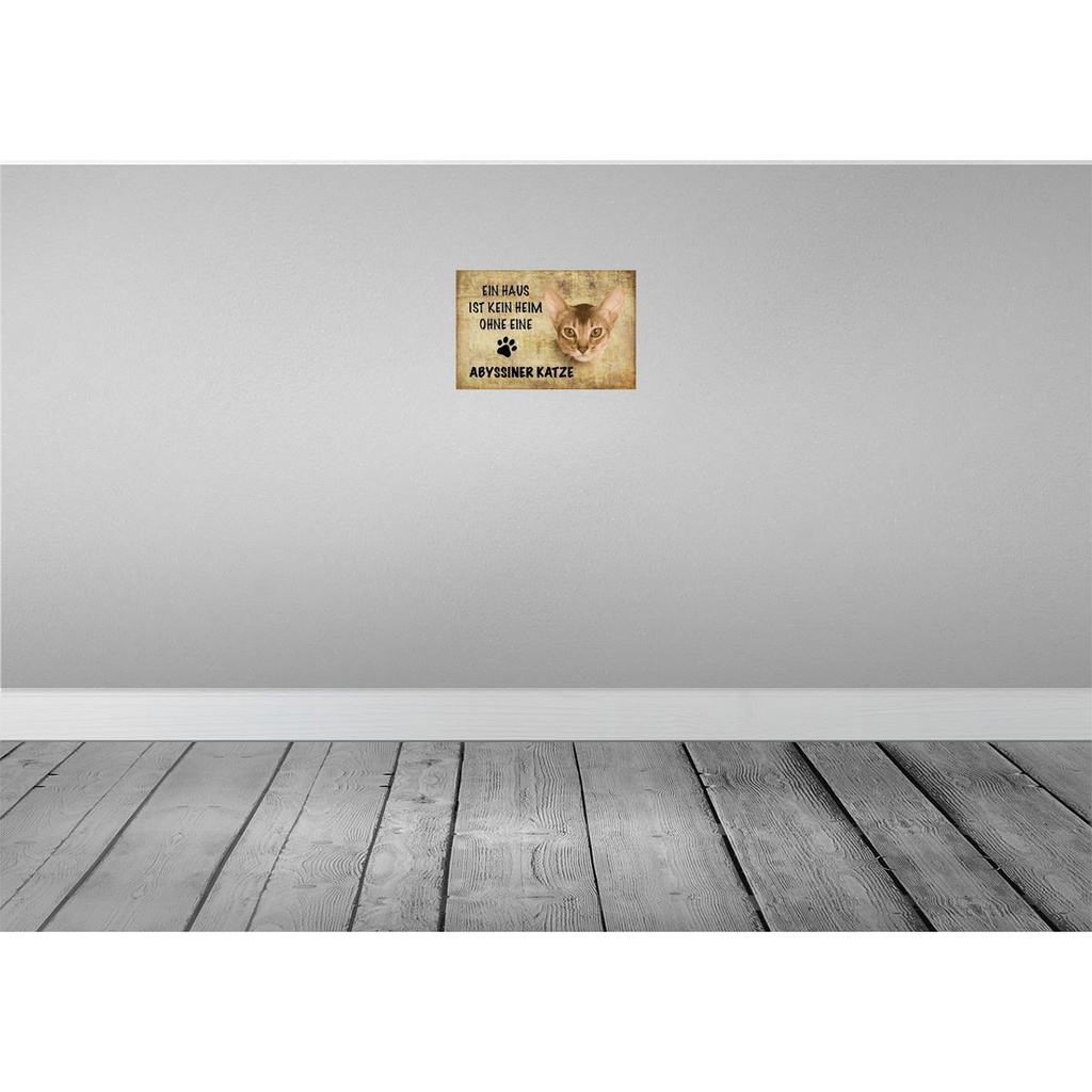 [LA-112681-H] Holzschild 20x30 cm Abyssiner Katze ohne kein Heim Bild 2