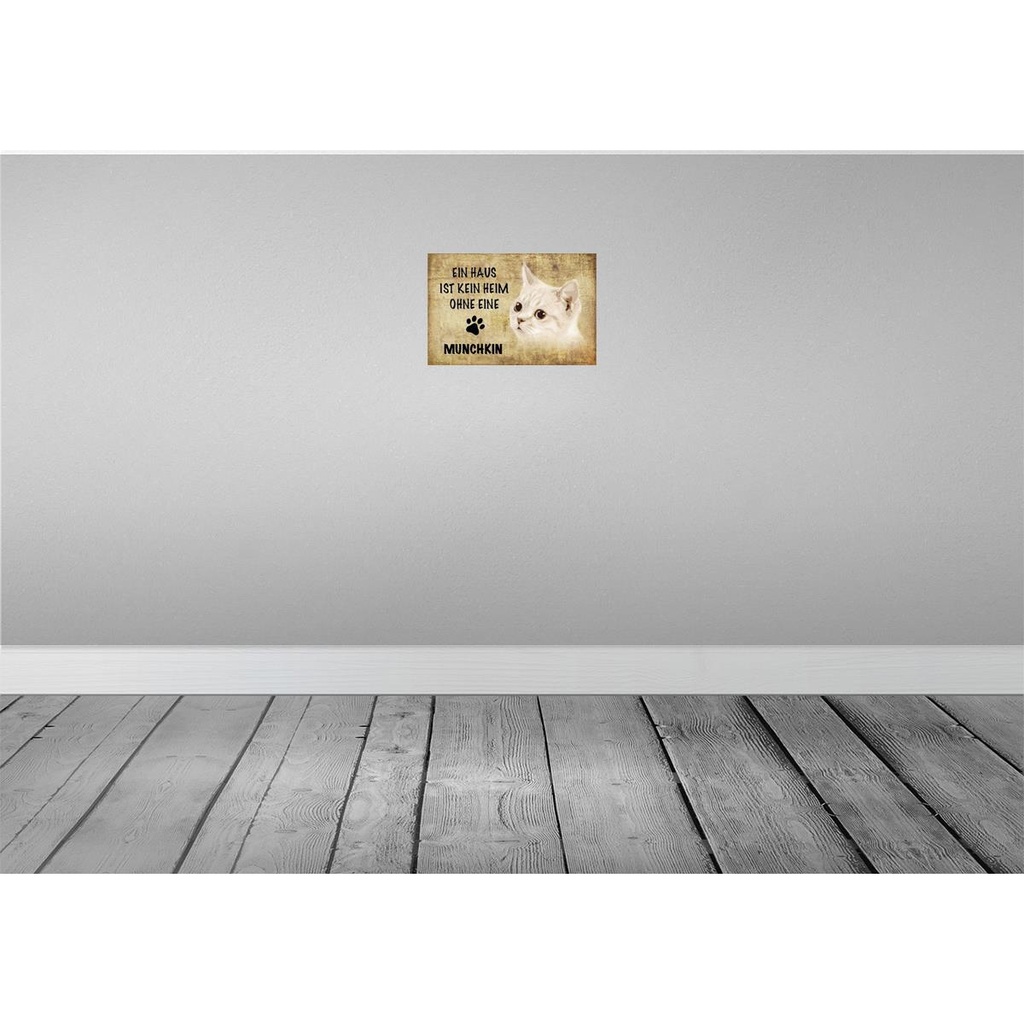 [LA-112703-H] Holzschild 20x30 cm Munchkin Katze ohne kein Heim Tier Haustier Bild 2