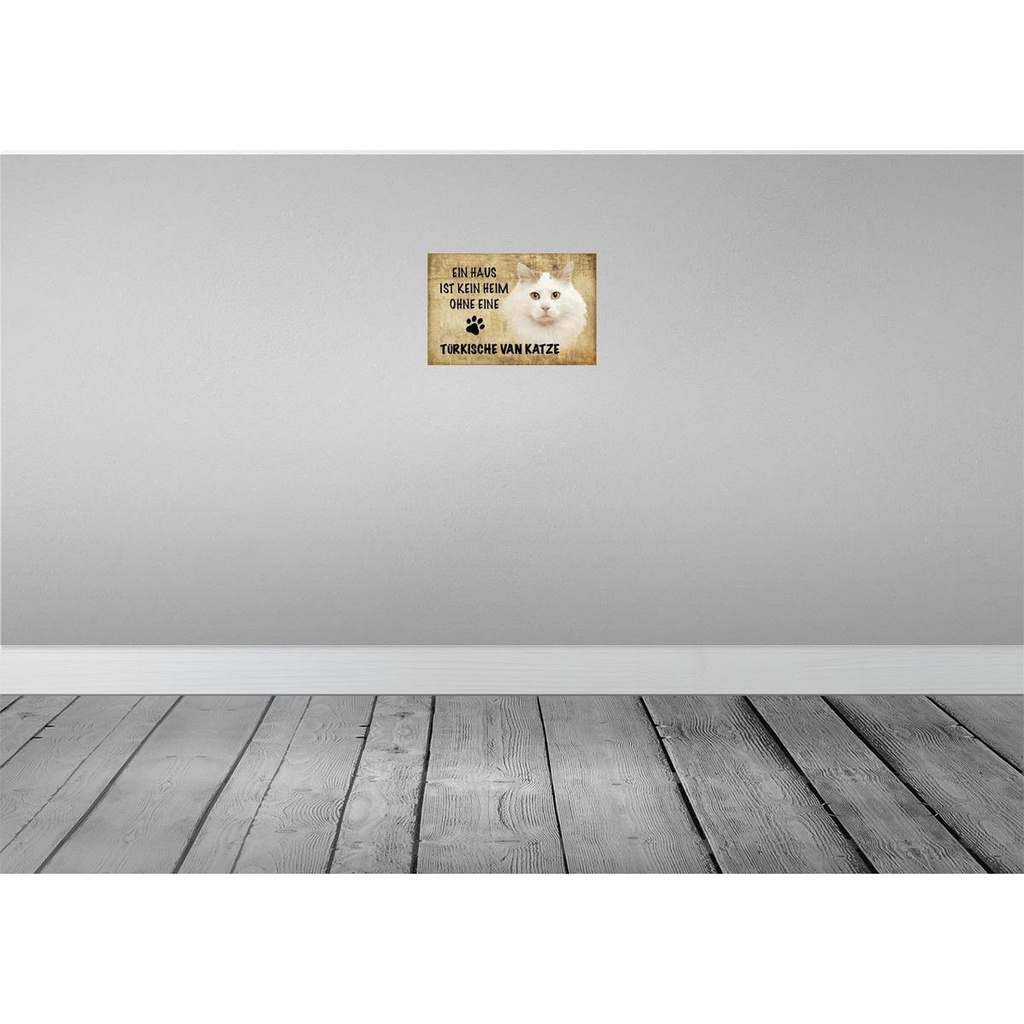 [LA-112719-2030] Blechschild 20x30 cm türkische Van Katze Tier Haustier Bild 2