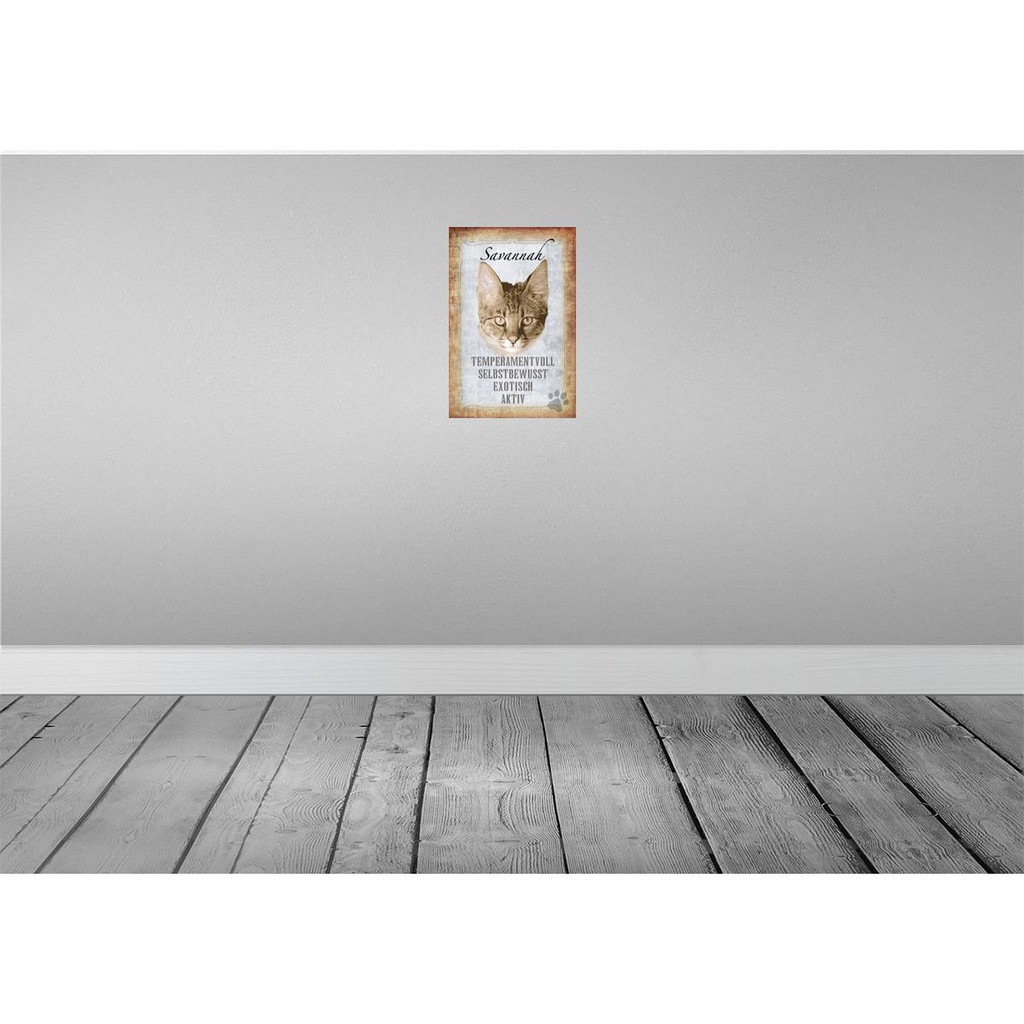 [LA-112749-2030] Blechschild 30x20 cm Savannah Katze exotisch Tier Haustier Bild 2