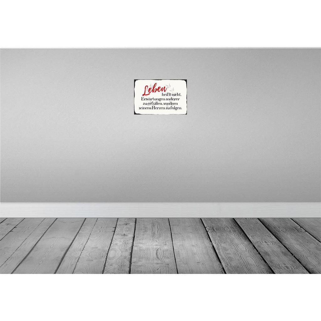 [LA-112761-2030] Blechschild 20x30 cm Leben Erwartungen Herz Spruch Zitat Bild 2