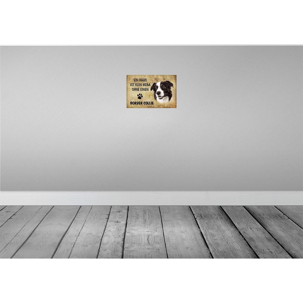 [LA-112766-H] Holzschild 20x30 cm Border Collie Hund Tier Haustier Bild 2